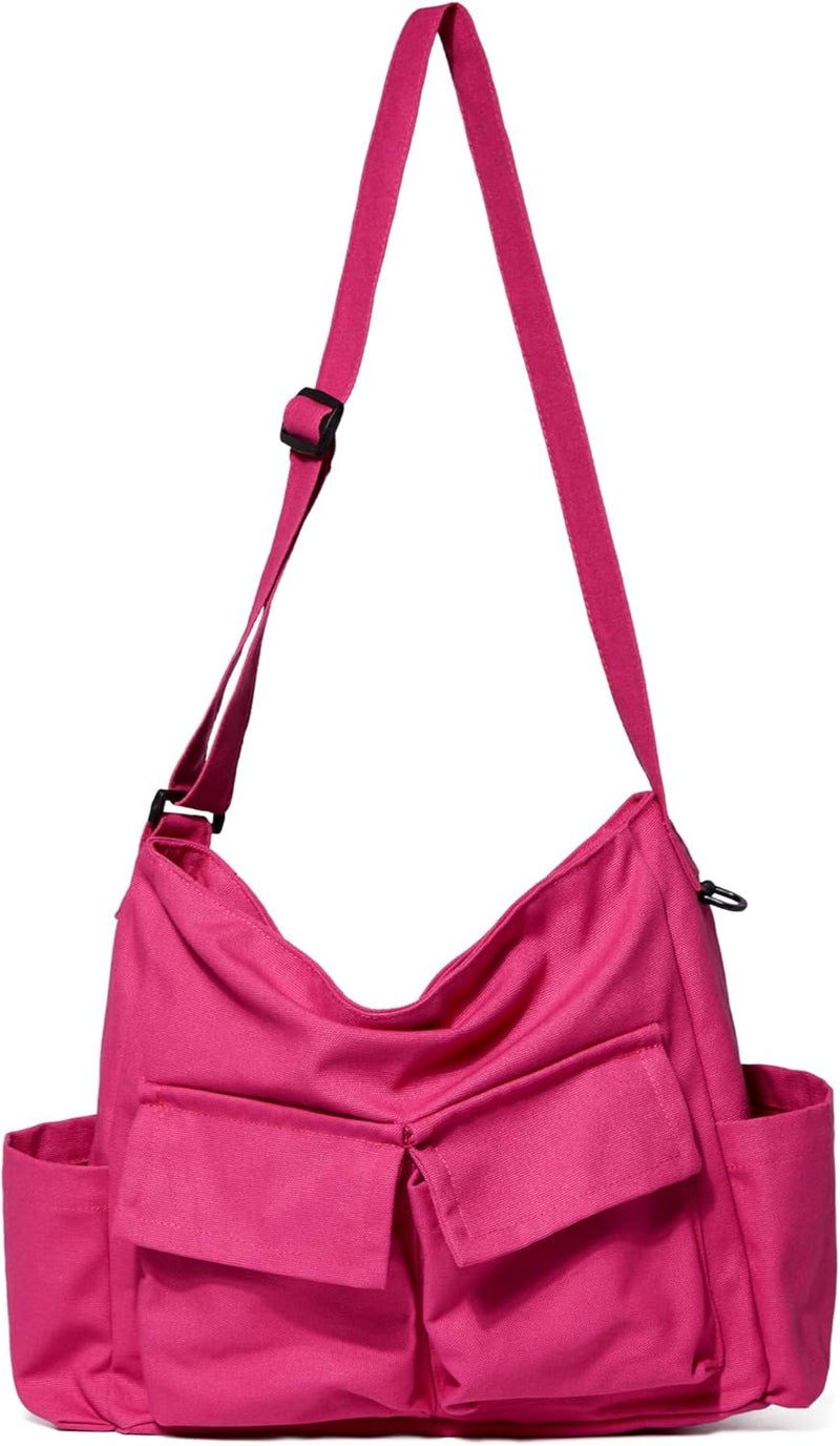 yaucher Store Canvas Messenger Bag Large Hobo Crossbody Bag with Multiple Pockets Casual Shoulder Tote Bag for Women and Men - Image 1